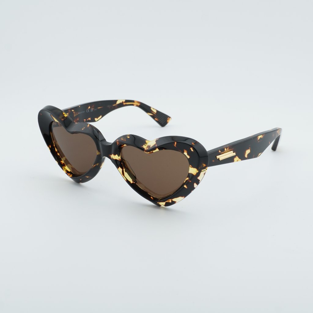 Bottega Veneta Bv1432s 002 Sunglasses Havana Geometric Frame, Brown Lenses
